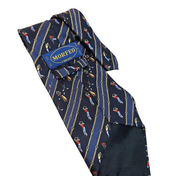 FIRENZE Morfeo Silk Tie Country Club Men's Navy Golf Print Italy Gift Necktie - Picture 5 of 6